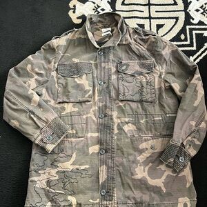 Camouflage Military Style Jacket Vintage Marc Ecko Size XL USED